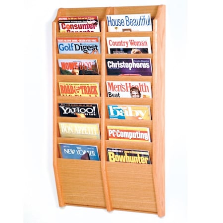 Wooden Mallet Cascade 14 Pocket Magazine Rack BlackMahogany & Light Oak MR36-14BH
